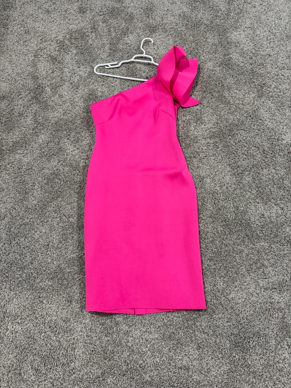 Eliza J One-Shoulder Ruffle Sheath Dress in Hot Pink